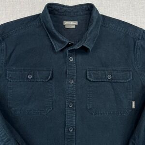 Eddie Bauer Double Brushed Chamois Flannel Button Shirt Men XL Dark Blue Outdoor